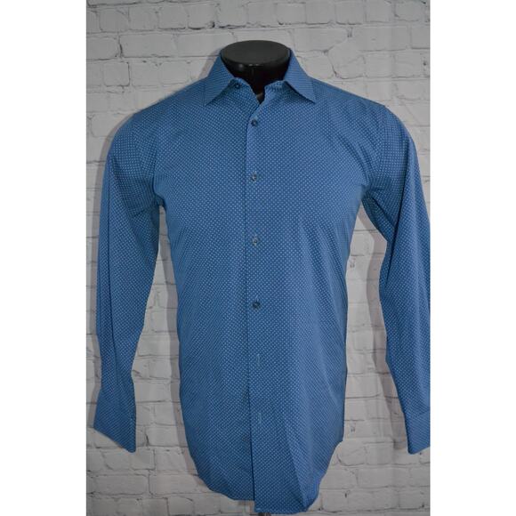 Lucky Brand Dress Shirt 4 Way Stretch Geometric Mens Size Medium Slim Stretch - Picture 4 of 6